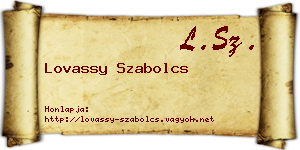 Lovassy Szabolcs névjegykártya